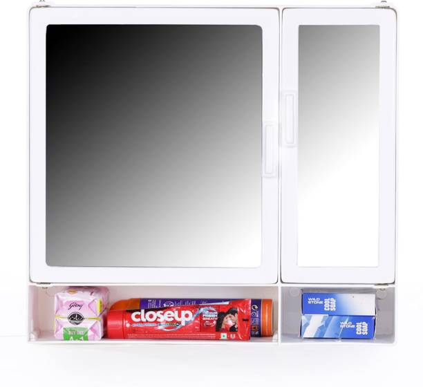 Burhani Dress Your Home Kingfisher Wall Mount ABS Storage Mirror Bathroom Cabinet 17 x 16 x 4 Inch Acrylic Wall Shelf