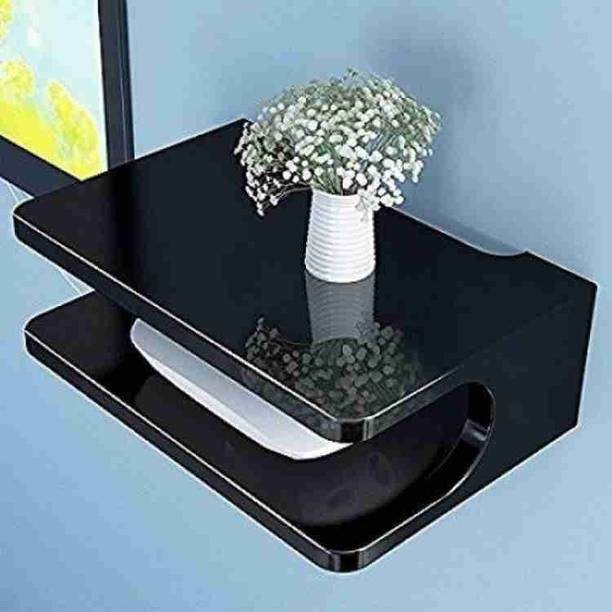 Onlinestoree Wooden TV Setup Box & Remote Stand, Wall Shelf, Rack Shelves(Finish Color-Black) वुडेन वॉल शेल्फ
