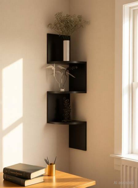 INDIAN DECOR SZY zig zag wall corner shelf to enhance the beauty of your wall MDF (Medium Density Fiber) Wall Shelf