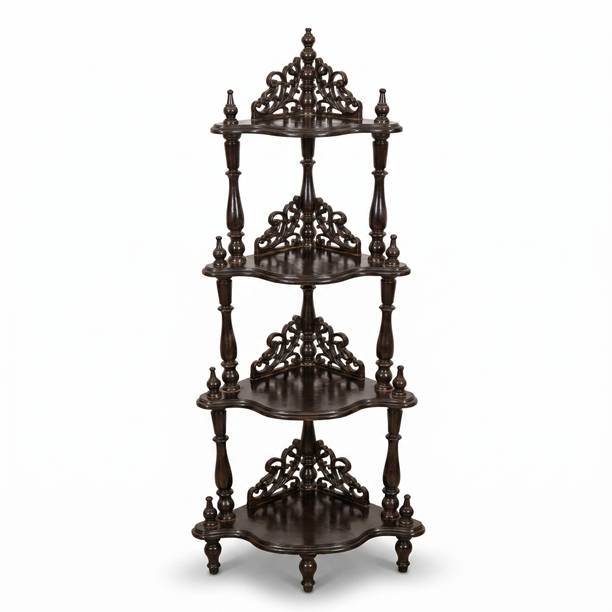TIMELESS ARTISAN ANTIQUE CORNER WITH FOUR SHELVES Wooden Wall Shelf