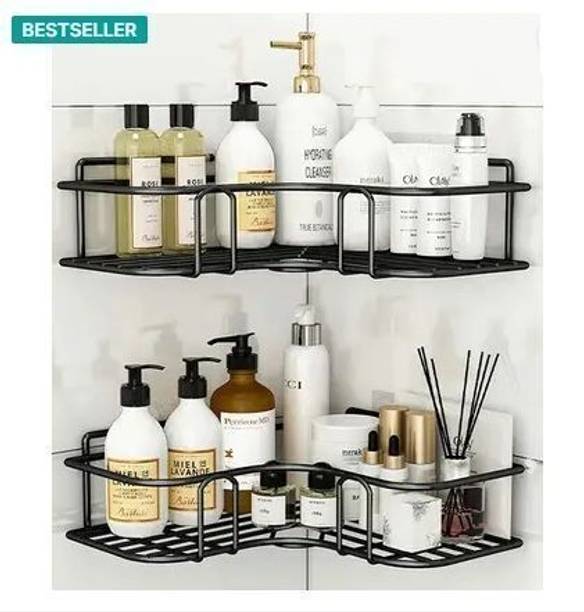 Ashirvad creations L-Shaped Corner Shower Caddy (Set of 2) Iron Wall Shelf