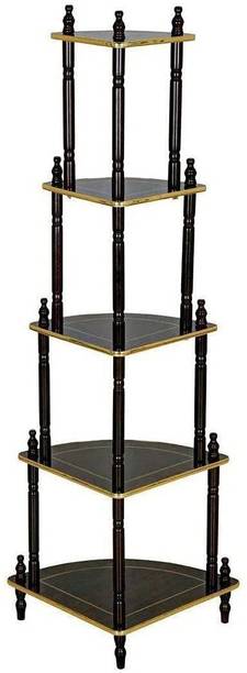 APEROL DESIGN 5 Tier MDF Wooden Corner Wall Shelf for Living Room & Bedroom (Brown) Wooden Wall Shelf