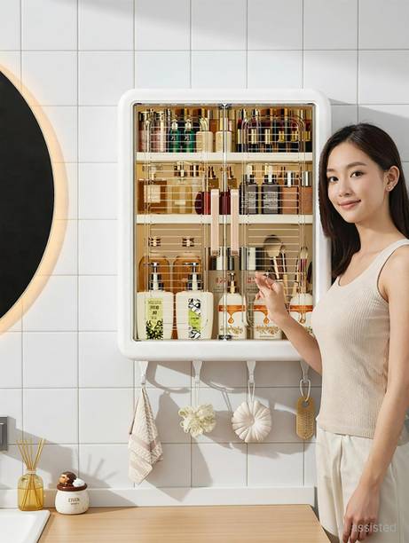 ESKIA ESKIA Bathroom Storage Organizer Bathroom Cabinet Kitchen Plastic Wall Shelf