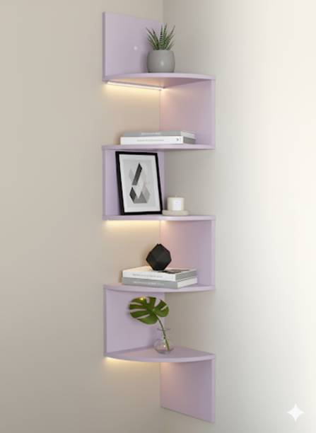 WallHeaven ZIGZAG-LILAC-11 Wooden Wall Shelf