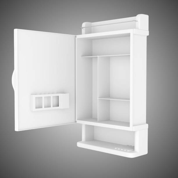 Bath Queen Heavy Plastic Mirror Cabinet White Acrylic Wall Shelf