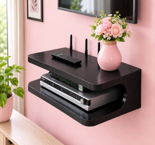 ChotuTraders Multipurpose Storage Rack for Set top Box, Wifi Router , Remote MDF (Medium Density Fiber) Wall Shelf