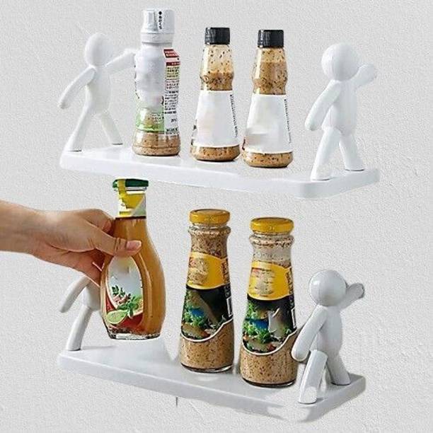 VRDH (PACK OF 2)Self Adhesive Multi-Purpose Wall Hanging floating Shelf 1.895 Plastic Wall Shelf