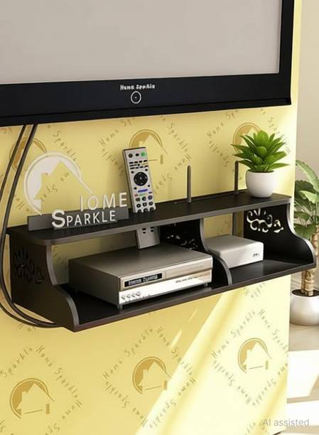 HOME SPARKLE Wooden Set Top Box Stand/DTH Stand/WIFI Router Stand,Wall Mount with Wifi Holder MDF (Medium Density Fiber) Wall Shelf