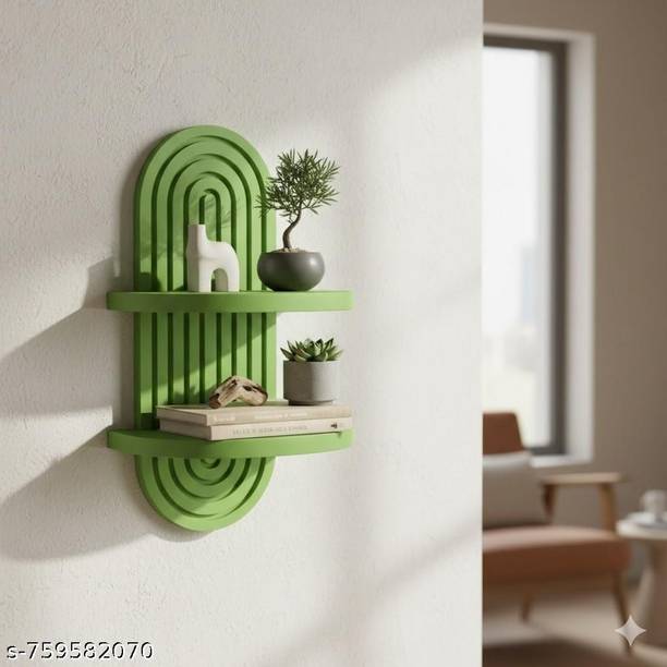 SMCRAFTS Modern Wooden Wall Shelf 2 Tier | Wall Mounted Rack for Home Decor & Storage Wooden Wall Shelf