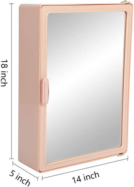 PGen Large (Size:14x14.5x18 Inch) Virgin Plastic Bathroom Mirror Storage Wall Cabinet Plastic Wall Shelf