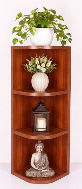 KUNUBTY Wall Mount Corner Shelf Unit Tier 4 Particle Board Wall Shelf
