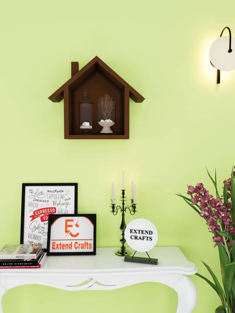 Extend Crafts Wall Beautiful HUT Shape Floating hanging rack shelves for home and living room Wooden Wall Shelf