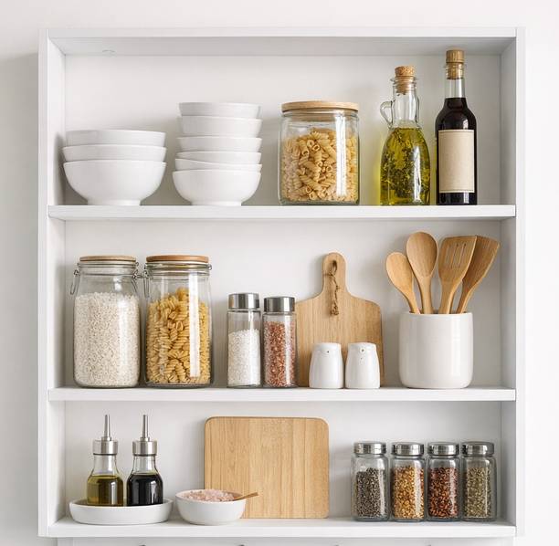 Samadgour Premium MDF Wall Rack Shelf for Kitchen, Living Room & Storage Organizer Wooden Wall Shelf