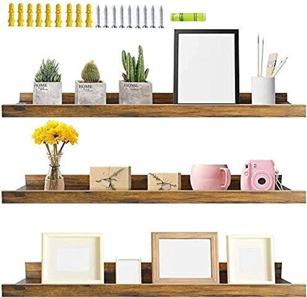 CRAFT D arts Solid Sheesham Wood Floating Wall Shelves Set of 3 | Wooden Wall Shelf