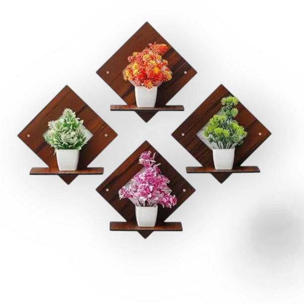 Trust Zone Square wall self desigen Wooden Wall Shelves pots stand Wooden Wall Shelf