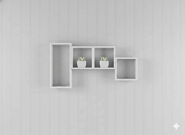 TheGoodLuck Burnt Oak Wooden Corner Stand for Living Room & Bedroom Decor Wooden Wall Shelf