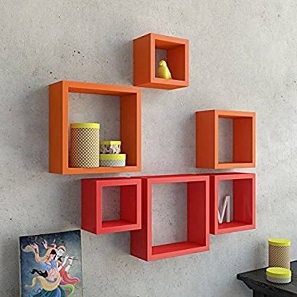 SIWOZ square Wall Shelf Beautiful Floating Wall Racks Shelves Living & Bed Room Decor MDF (Medium Density Fiber) Wall Shelf