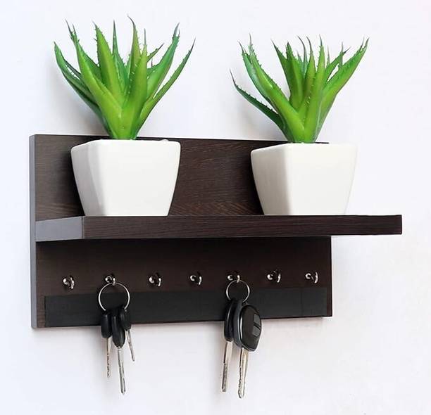 SMART SHOPPEE Wall Decore Stylish Key Holder With 7 Hooks Weight Capicity 5KG Wood Key Holder