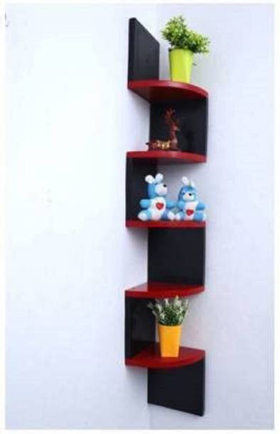 RENEW PINEWOOD PINEWOOD New Floating Corner Shelf, Wall Mounted Zigzag Display Storage MDF (Medium Density Fiber), Wooden Wall Shelf