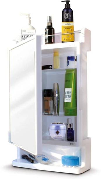 Well Set Bathroom Mirror Cabinet Strong Wall Mounted Storage Organiser Shelf Plastic Plastic Wall Shelf
