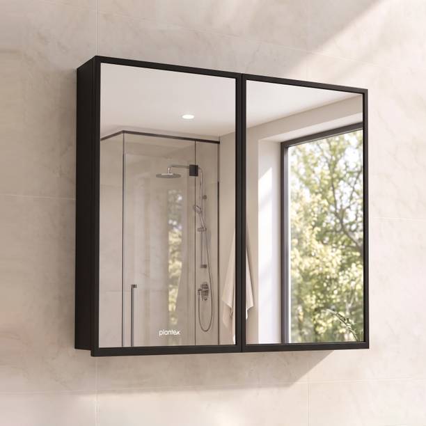 Plantex Bathroom Mirror Cabinet/Heavy-Duty Steel Bathroom Storage Organizer (18x18 Inch) Steel Wall Shelf