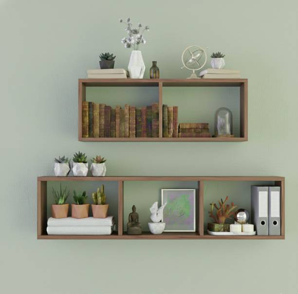 TheGoodLuck wooden Shelve combination bookcase Walnut Wooden Wall Shelf