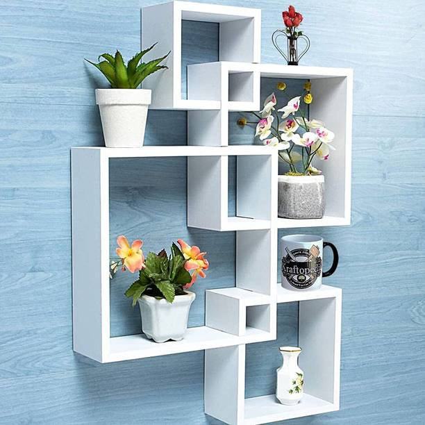 CraftOnline Wall Shelves Set of 4 Wall Racks for Home Decor/Book Shelf Wooden, MDF (Medium Density Fiber) Wall Shelf
