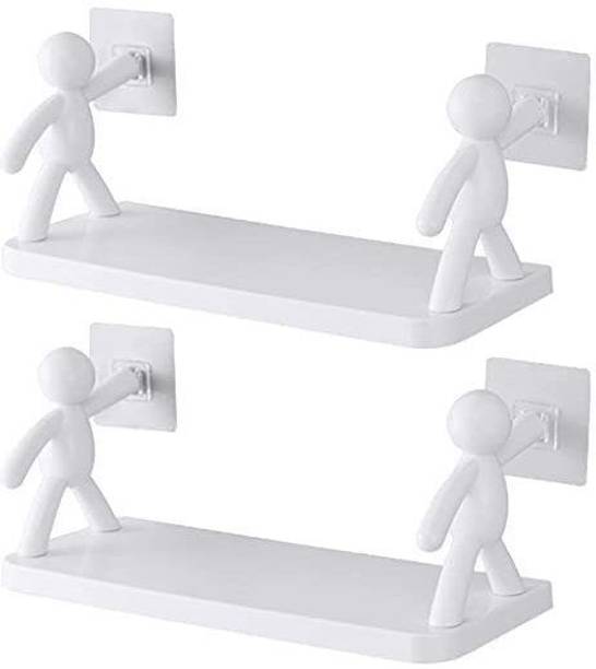 WebDealz Multipurpose Self Adhesive Wall Mount Floating Shelf and Rack X2.199 Plastic Wall Shelf