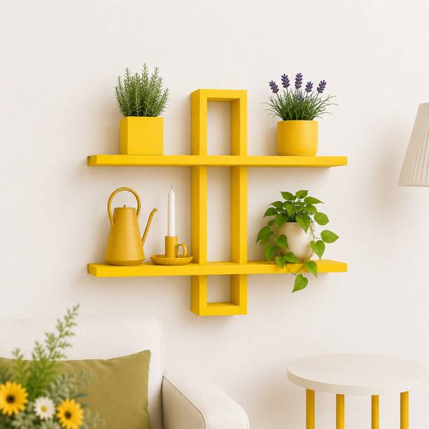 Hawari Premium MDF Rust Wall Shelf | Designer Home Decor Display Unit MDF (Medium Density Fiber), Wooden Wall Shelf