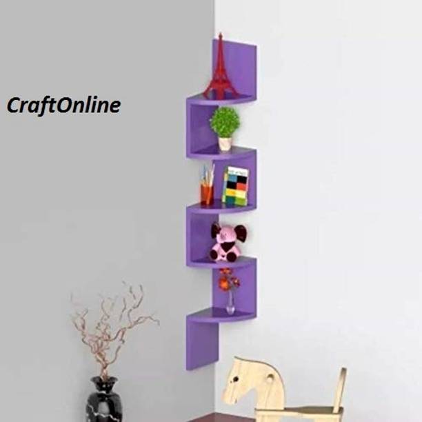 THE PINEWOOD ENTERPRISES Wooden Wall Rack Shelves Zig zag Corner Rack Shelf Wooden, MDF (Medium Density Fiber) Wall Shelf