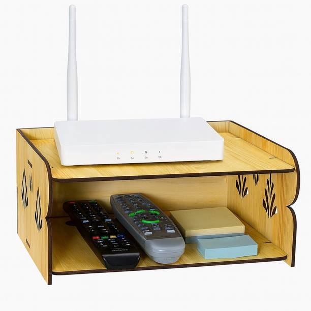 Expro WiFi Router Storage Box with Shelf Cable Management,Organizer for Home & Office Wooden Wall Shelf