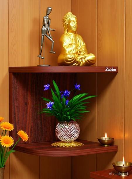 Zuicka Wall Mounted Corner 1 Storage Shelf Wooden Wall Shelf