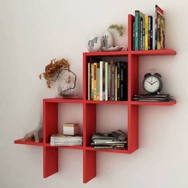 Mark Wood Modern Floating Wall Rack Shelf for Books & Home Decor | Living Room Bedroom Wooden Wall Shelf