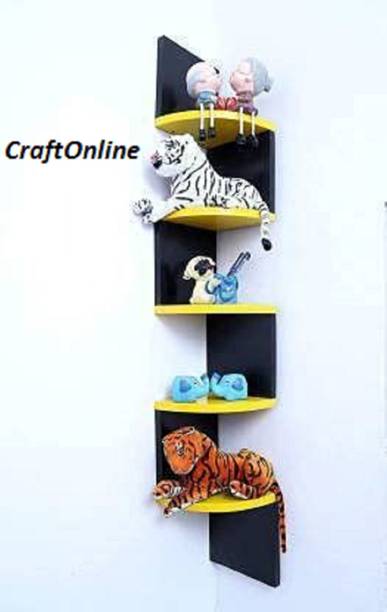 CraftOnline Wooden Zigzag Corner Wall Shelf 100% Good Quality for Multi Purpose Wall Shelf Wooden, MDF (Medium Density Fiber) Wall Shelf