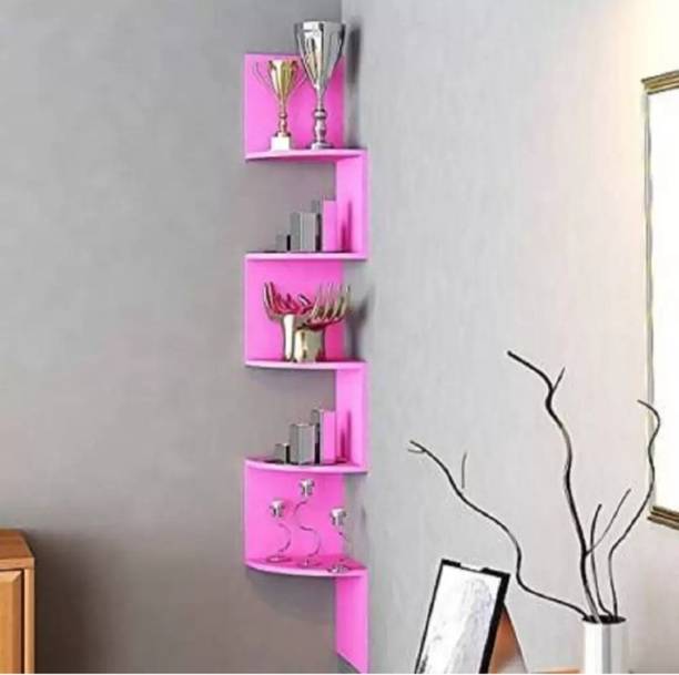 TFS Corner Wall Mount Shelf unit Zigzag Shape/ Book Shelf / Wall Decoration MDF (Medium Density Fiber) Wall Shelf