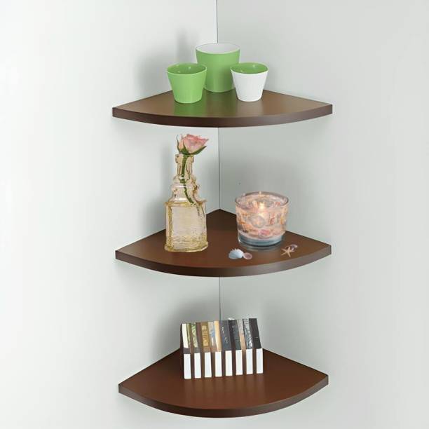 kassar 3 Shelves corner Wooden Wall Shelf