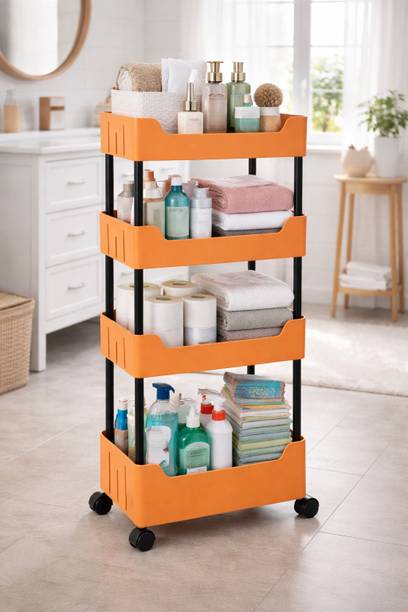 VMBOND 4-Tier Multipurpose Storage Heavy Duty Rack Kitchen & Office Plastic Wall Shelf