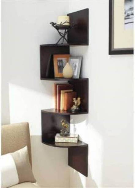 Lamour Art zig zag shopies corner holder shelf to ehance the beauty of your wall Wooden Wall Shelf