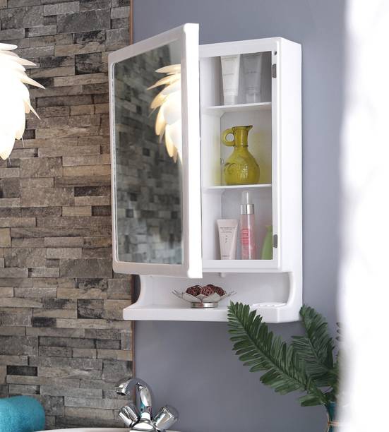 Branco Strong & Heavy New Look Bathroom Mirror Cabinet Made in India Plastic Wall Mount Plastic Wall Shelf