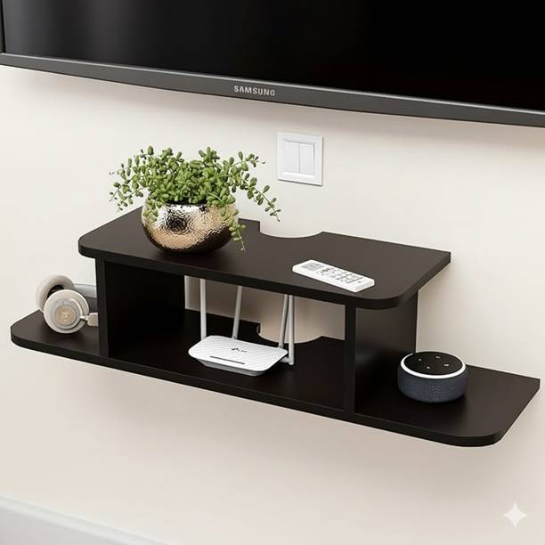 NP HANDICRAFT Wooden Floating Set Top Box Stand | TV Unit for Home Decor | Space Saving Holder MDF (Medium Density Fiber) Wall Shelf