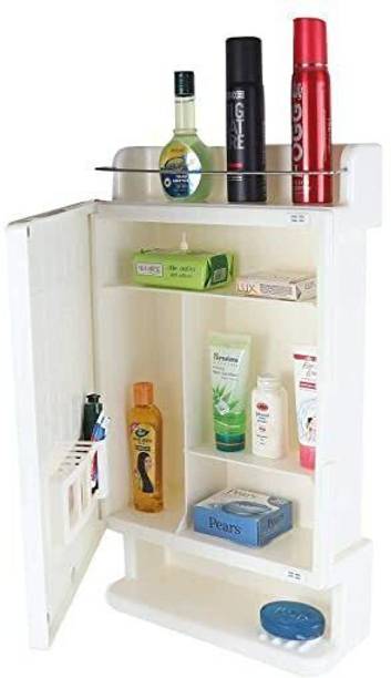 iSTAR Bathroom Mirror Cabinet /Organizer/Storage/Bathroom Accessories-White(pack of 1) Acrylic, Glass Wall Shelf