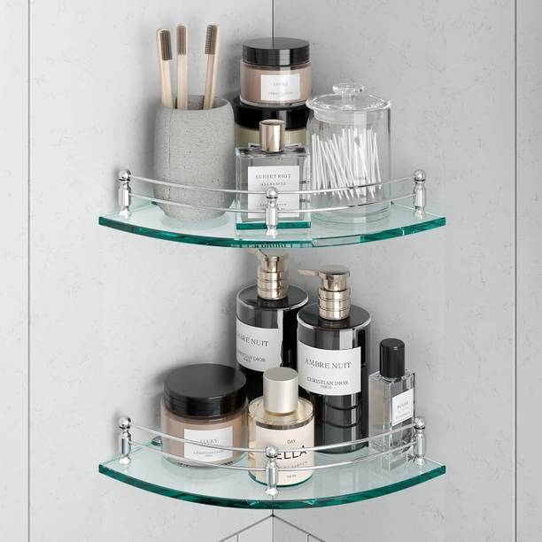 U-S-F BATH ACCESSORIES Corner Shelf/wall corner Glass shelf/glass corner shelf wall mount - 9x9 Inches Glass Wall Shelf