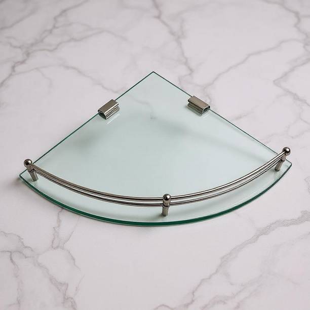 NOKONA Premium 9x9 glass corner shelf Glass Wall Shelf