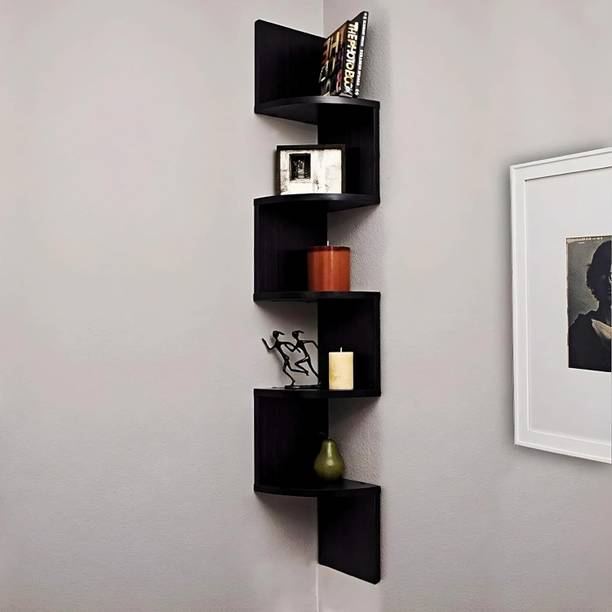 Diamond Handicraft Wooden Zig-Zag Corner Wall Shelf Wooden Wall Shelf