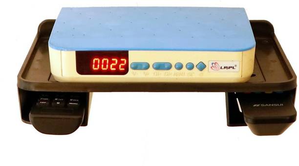 Fivean Set Top Box Stand with Double Remote Holder (Number of Shelves - 1, Black) Plastic Wall Shelf