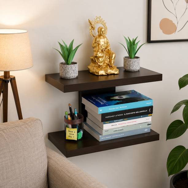 RASTWOOD Wall Mounted 2-Tier Shelf Wooden Wall Shelf