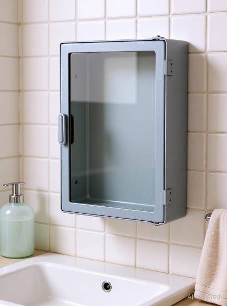 Maskey SMALL SIZE MINI BATHROOM MIRROR STORAGE CABINET MEDICINE RACK Plastic, Acrylic Wall Shelf