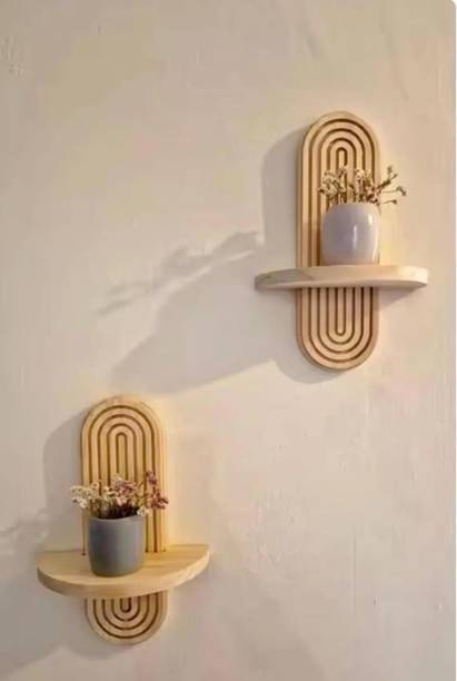 Woodoria Premium Pine Wood Arch Wall Shelves - Elegant Arched Floating Display for Home Wooden Wall Shelf