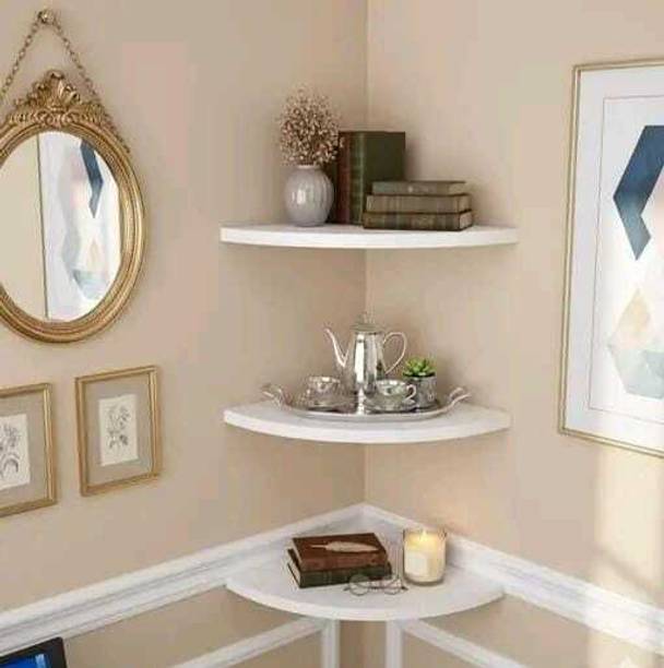Hawari wooden corner wall shelves set of 3 mdf wall rack for home decor storage Wooden, MDF (Medium Density Fiber) Wall Shelf