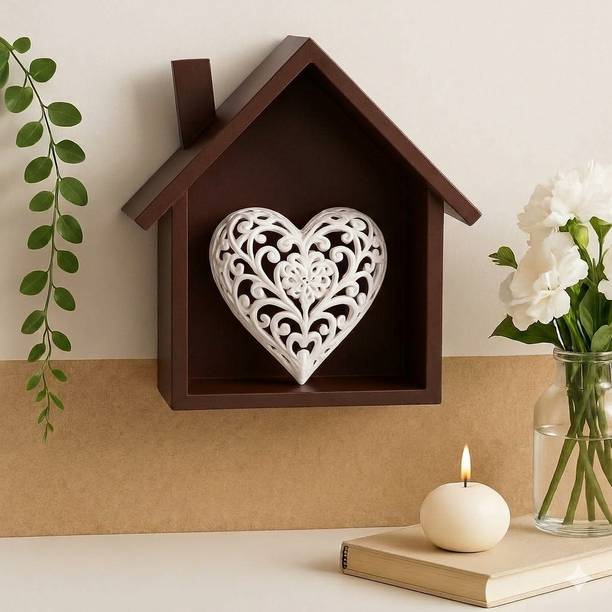 SHINEE ARTS Wooden House Shaped Display Shelf,Floating Wall Hanging Shelf Wooden Wall Shelf